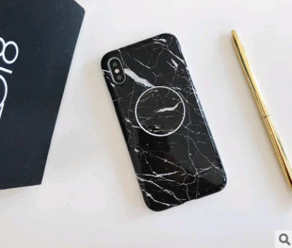 Vintage Marble Pattern Phone Case with Stand for iPhone