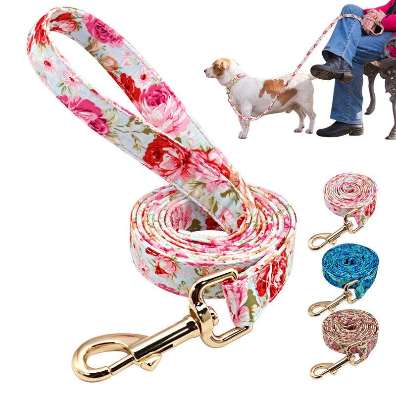Nylon Floral Dog Walking Rope - Stylish And Sturdy Leash For Your Pup-2