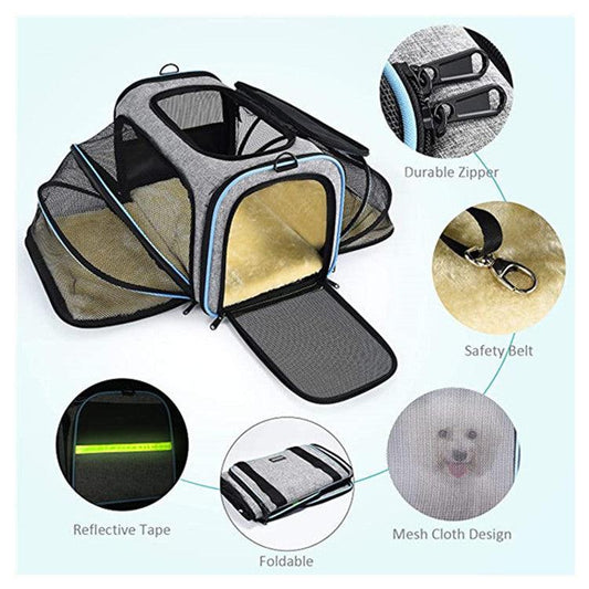 Pet Travel Haven: Expandable And Reflective Cat Carrier For Safe And Comfortable Journeys-0