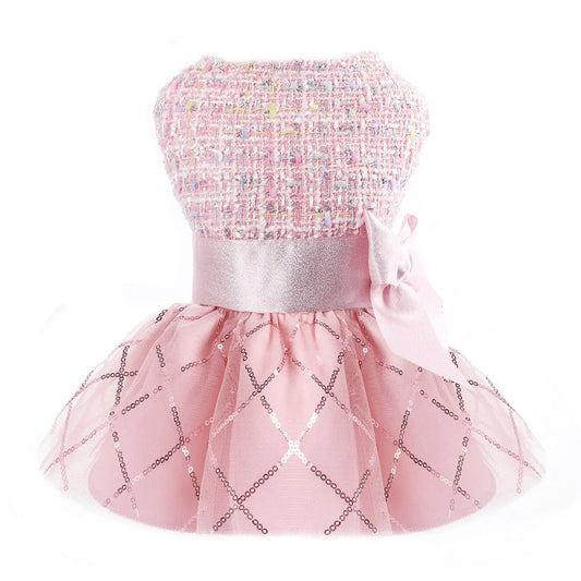 Dog Sweaters for Small Dogs Girl Puppy Sweater Dress Winter Pet Clothes Outfit Cold Weather Dog Coat Fleece Warm Cat Skirt Dresses (Light Pink Medium)