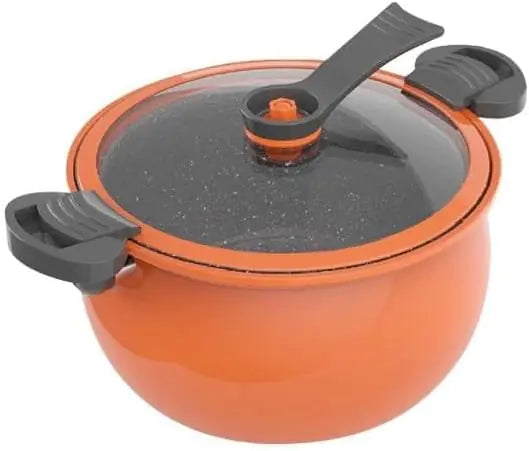 Non Stick Pressure CookerThickened and Durable Medical Stone Soup Pot 8L Large Capacity Micro Pressure Cooker with Transparent Glass Lid (Orange)