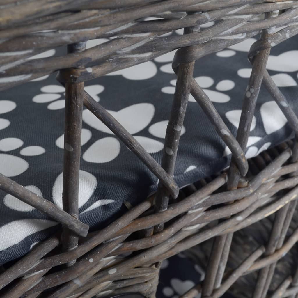 vidaXL Willow Cat Tree Pet House/Bed/Scratching Post with Cushion Square-3