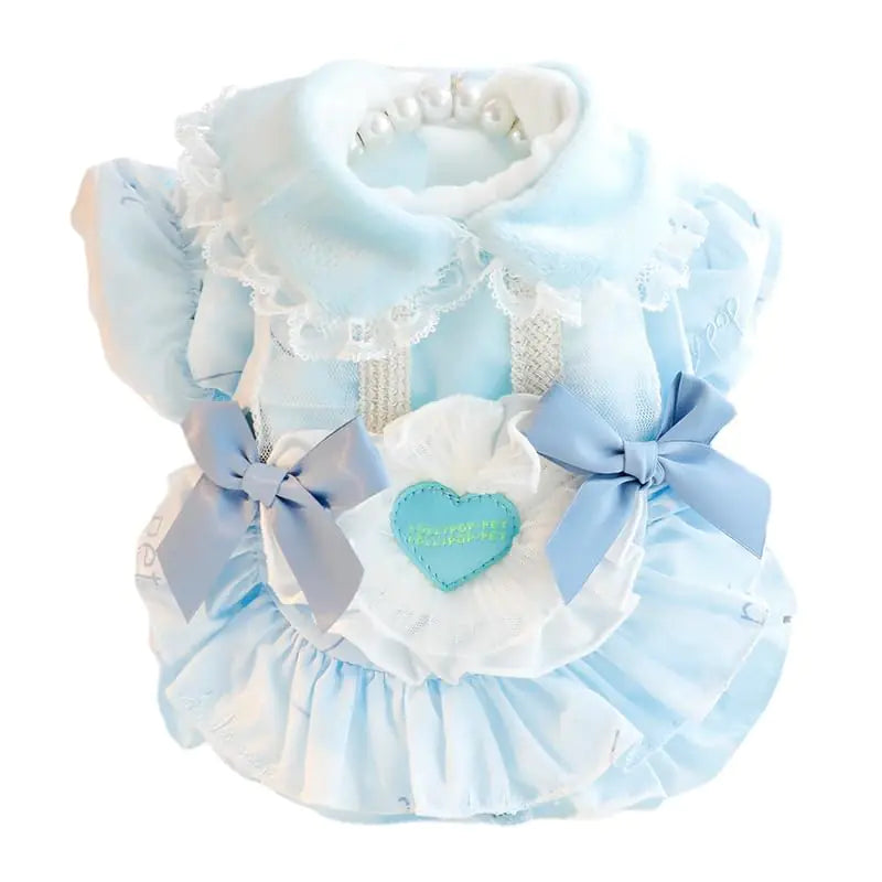 AZA Dog Princess Dresses for Small Dogs Lolita Clothes Costume Pet Hoodies Girl Cute Coat Outfits Sunmmer Costumes (XLBlue)
