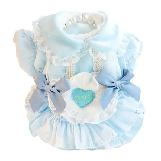 AZA Dog Princess Dresses for Small Dogs Lolita Clothes Costume Pet Hoodies Girl Cute Coat Outfits Sunmmer Costumes (XLBlue)