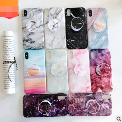 Vintage Marble Pattern Phone Case with Stand for iPhone