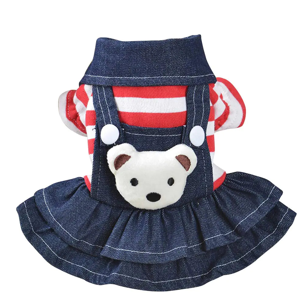 Small Dog Denim Dress: Dog Denim Jumpsuit Puppy Dresses Dog Apparel Small Dog Costume Pet Jean Skirt Dog Clothes for Small Dogs Girl,Size S