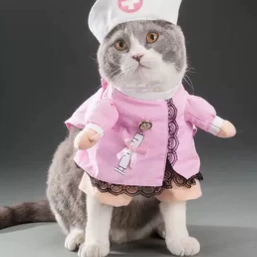 Pet Dog Cat Funny Cute Pet Costume Vertical Funny Dress-up Clothes Halloween Summer Clothes