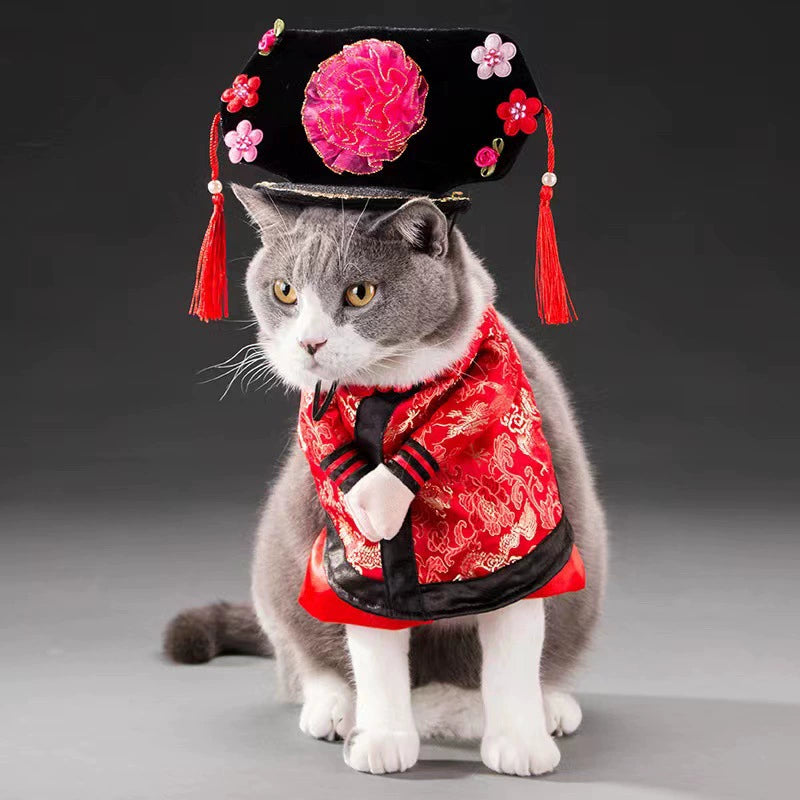 Pet Dog Cat Funny Cute Pet Costume Vertical Funny Dress-up Clothes Halloween Summer Clothes