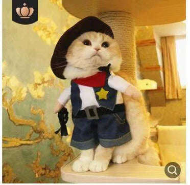 Pet Dog Cat Funny Cute Pet Costume Vertical Funny Dress-up Clothes Halloween Summer Clothes