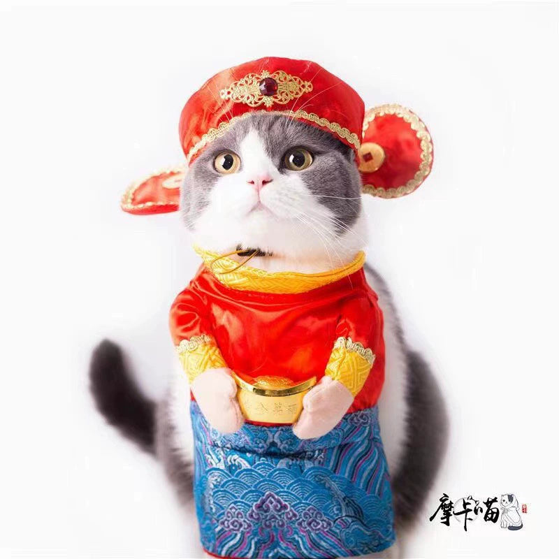 Pet Dog Cat Funny Cute Pet Costume Vertical Funny Dress-up Clothes Halloween Summer Clothes