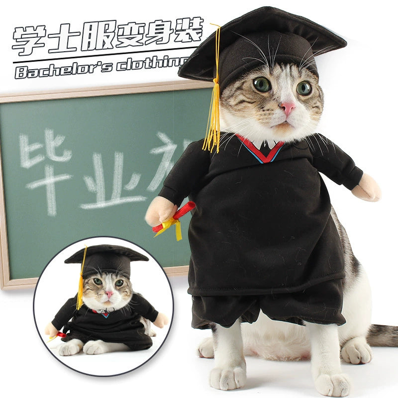 Pet Dog Cat Funny Cute Pet Costume Vertical Funny Dress-up Clothes Halloween Summer Clothes