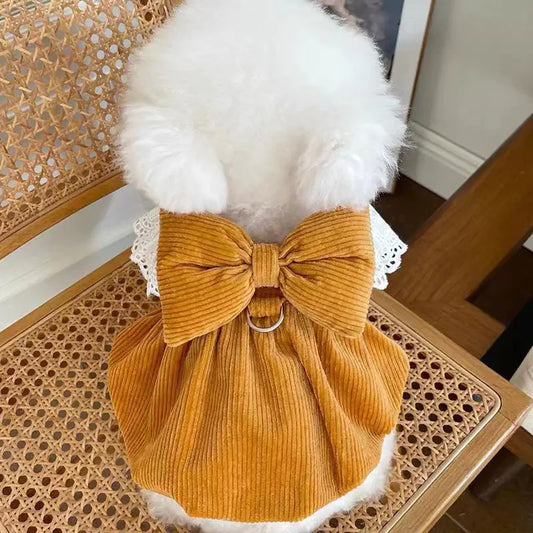 New Corduroy Pumpkin Dress for Dogs and Cats