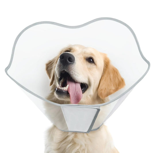 Supet Dog Cone for Dogs After Surgery Comfortable Dog Cones to Stop Licking Soft Dog Cone with Protect Neck Fabric Protective Elizabethan Collar for Medium Small Dogs Transparent M