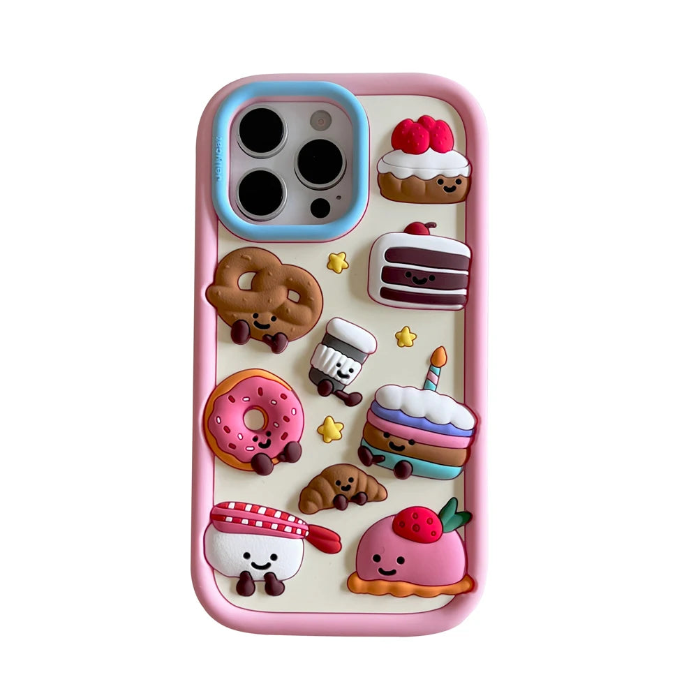 For iPhone 16, 16Pro, 16promax,3D soft silicone case for iPhone, shockproof Cover, shockproof skin shell, Cute cartoon animal