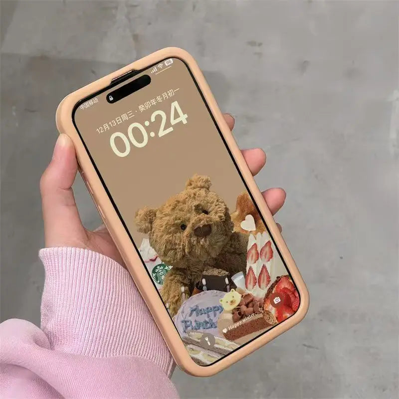 Relieve Stress Case For Samsung Galaxy A15 A25 A55 A54 A14 A35 A30S A50S S24 S23 Ultra Brown Luck Bear Expand Soft Silicon Cover