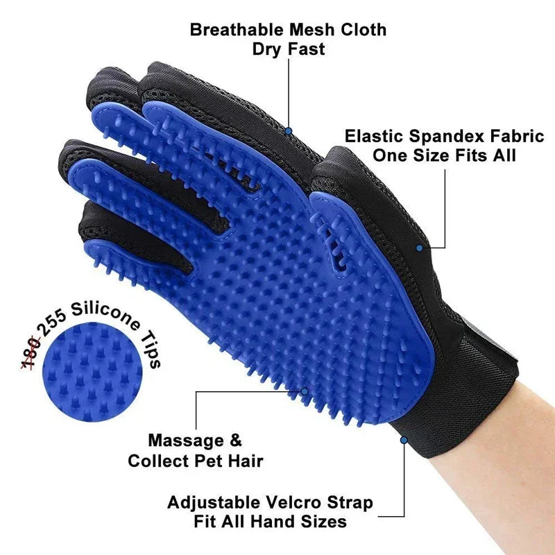 Silicone Pet Grooming Gloves Cats Hair Brush and Comb Gloves to Bathe