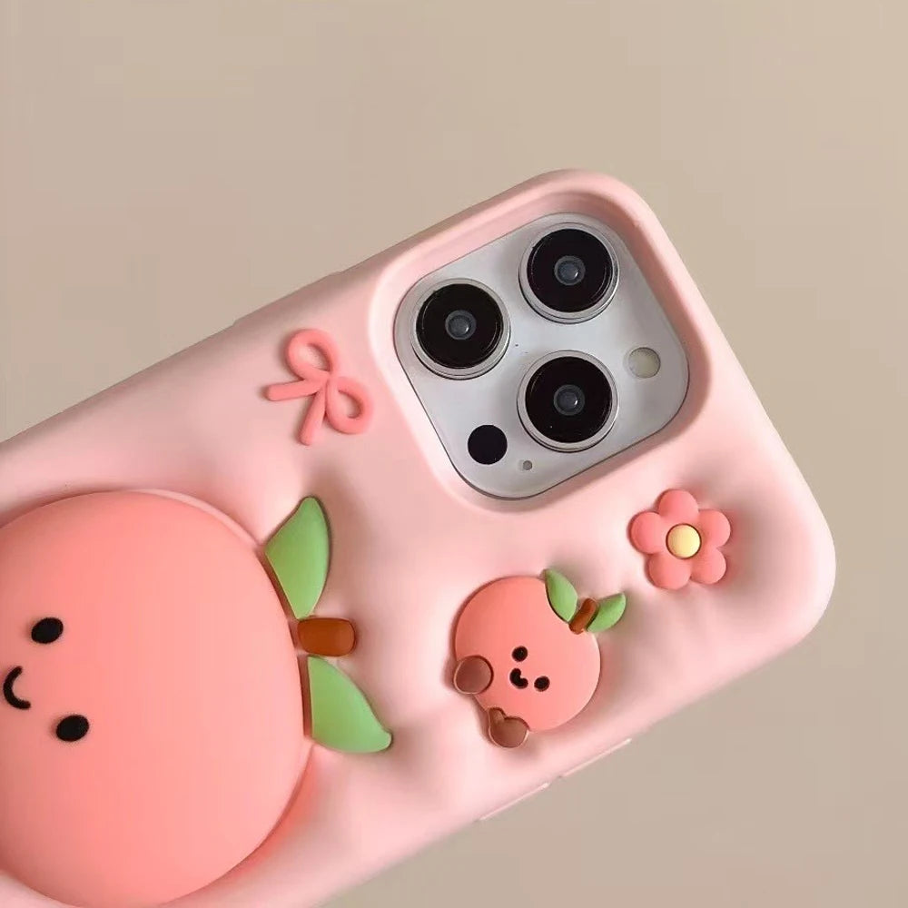 For iPhone 16, 16Pro, 16promax,3D soft silicone case for iPhone, shockproof Cover, shockproof skin shell, Cute cartoon animal