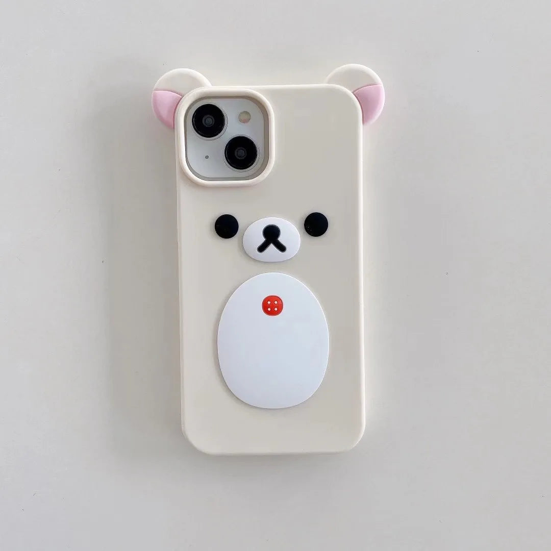 For iPhone 16, 16Pro, 16promax,3D soft silicone case for iPhone, shockproof Cover, shockproof skin shell, Cute cartoon animal