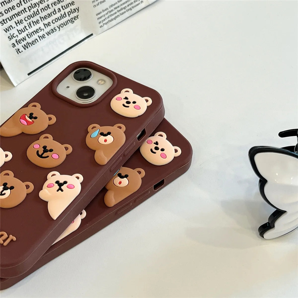 For iPhone 16, 16Pro, 16promax,3D soft silicone case for iPhone, shockproof Cover, shockproof skin shell, Cute cartoon animal