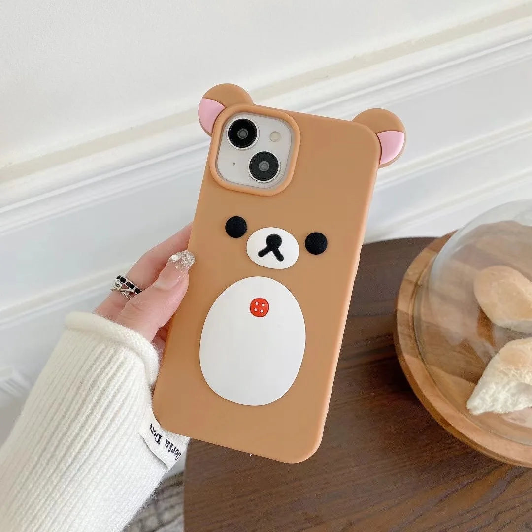 For iPhone 16, 16Pro, 16promax,3D soft silicone case for iPhone, shockproof Cover, shockproof skin shell, Cute cartoon animal