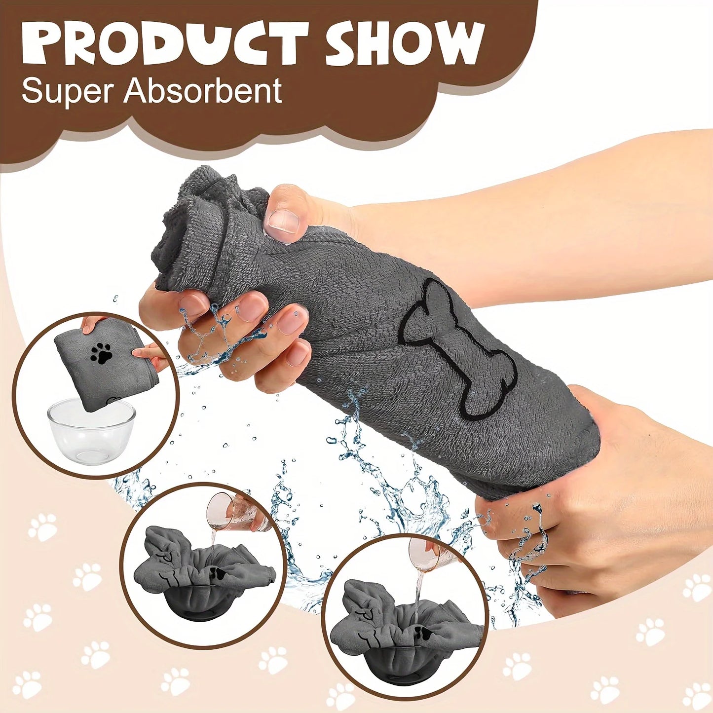 1pc Quick-Drying Microfiber Dog Towel Absorbent Pet Bath Product Fiber