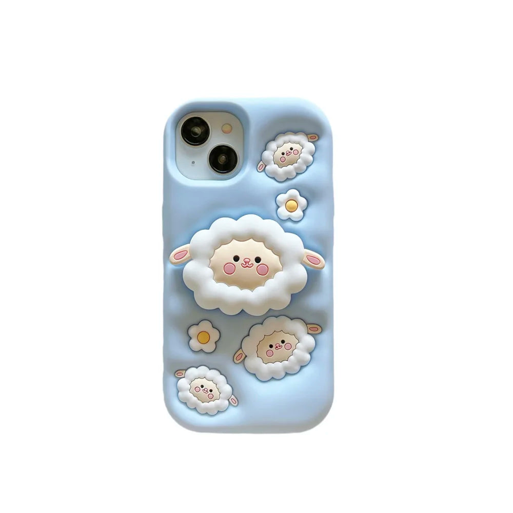 For iPhone 16, 16Pro, 16promax,3D soft silicone case for iPhone, shockproof Cover, shockproof skin shell, Cute cartoon animal