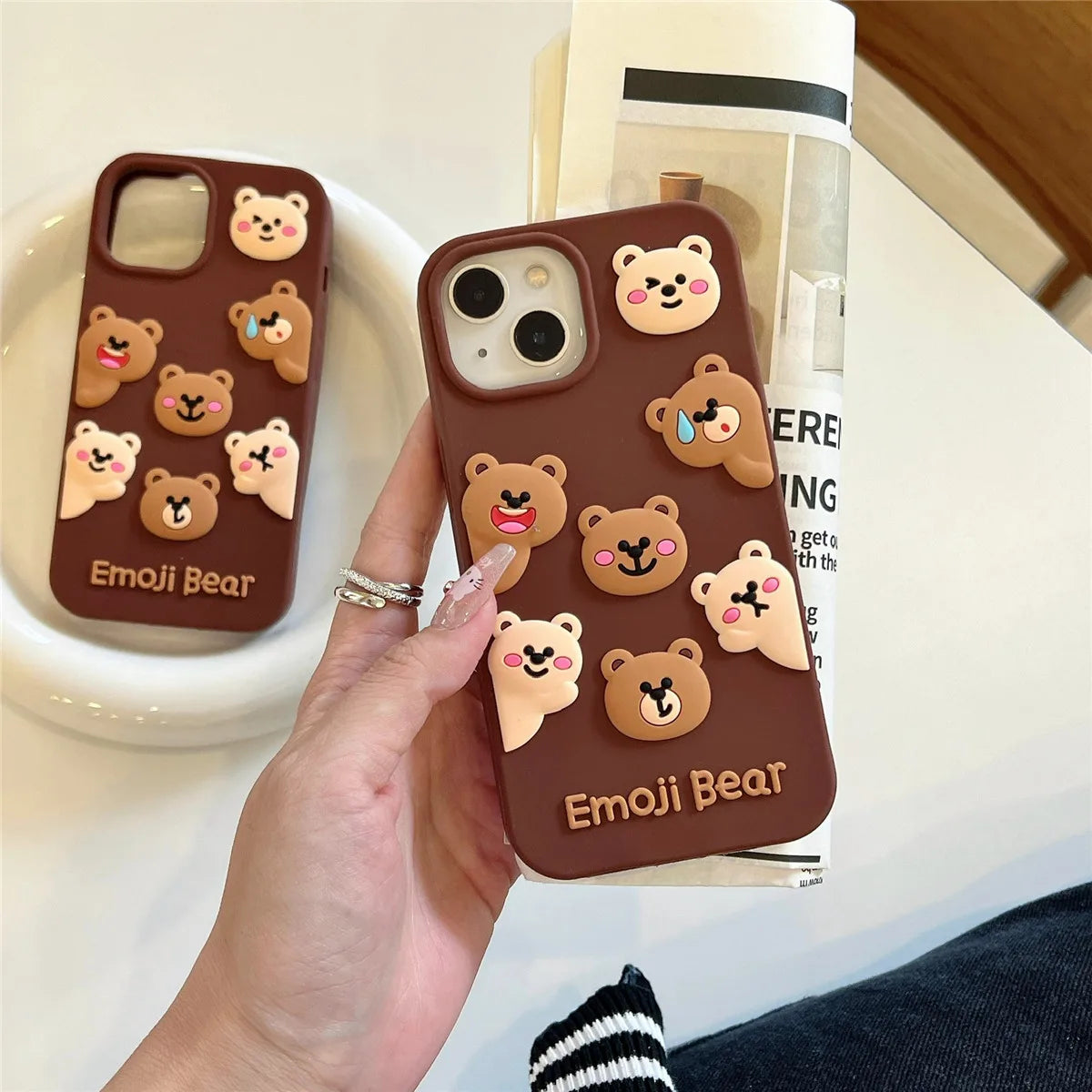 For iPhone 16, 16Pro, 16promax,3D soft silicone case for iPhone, shockproof Cover, shockproof skin shell, Cute cartoon animal