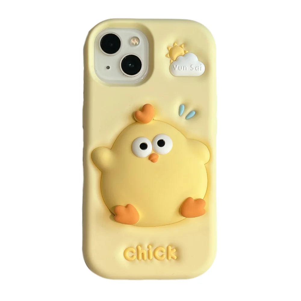 For iPhone 16, 16Pro, 16promax,3D soft silicone case for iPhone, shockproof Cover, shockproof skin shell, Cute cartoon animal