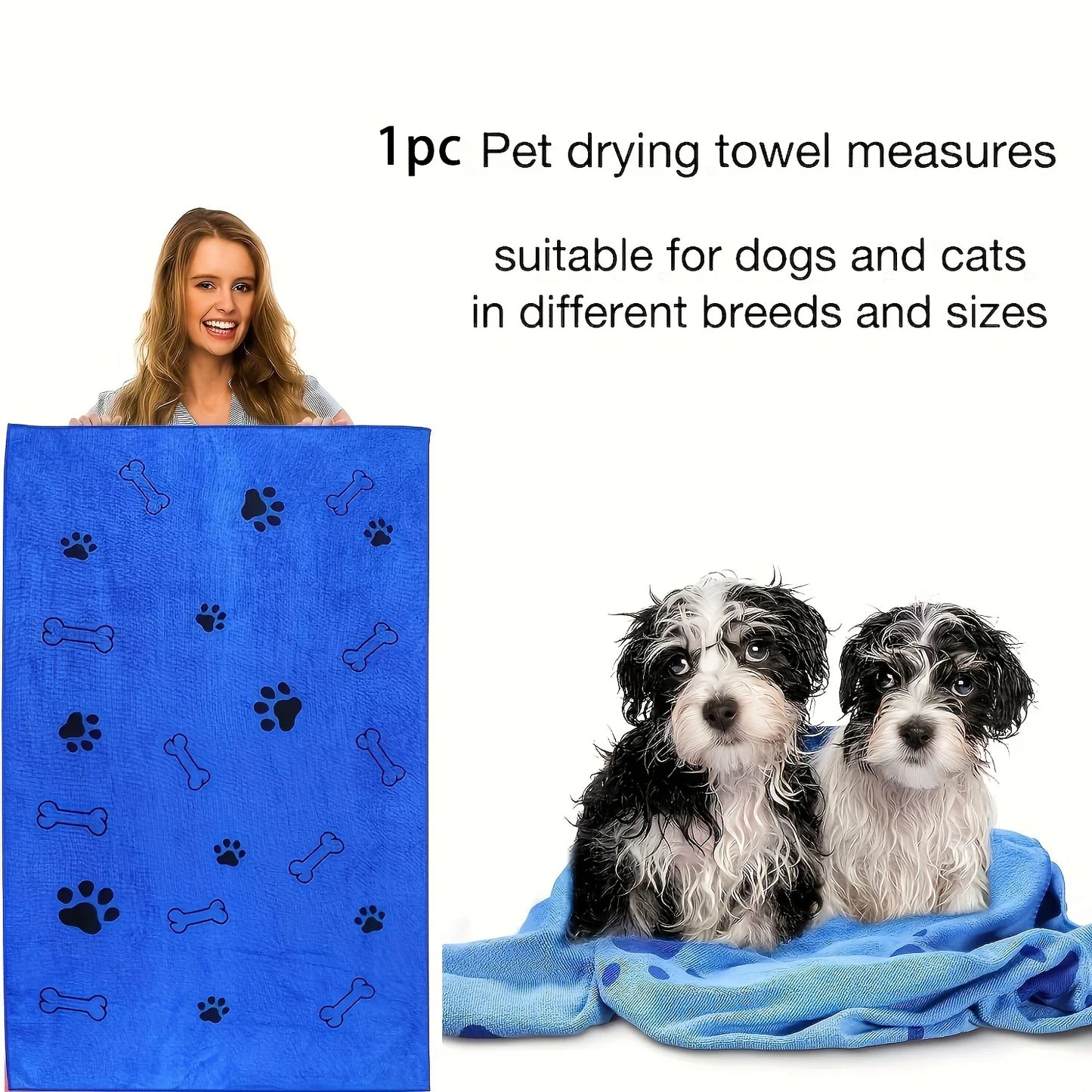1pc Quick-Drying Microfiber Dog Towel Absorbent Pet Bath Product Fiber