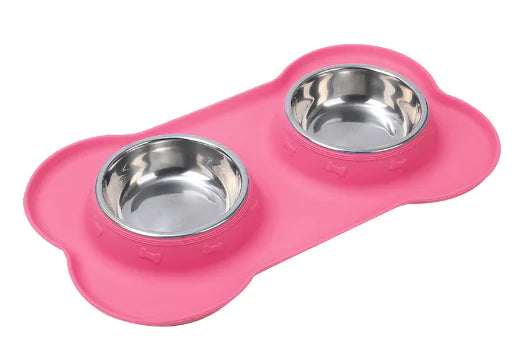 Non-slip Silicone Pet Bowl with Stainless Steel Insert