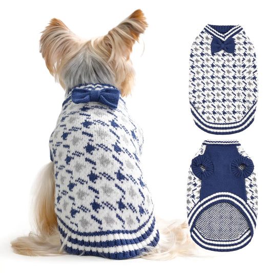 MengMengDa Dogs Sweater for Extra-Small Dog Boy Soft Dog Clothes Winter Weather Dog Sweaters for Dog Outfit for Doggie Kitten Small XXS XS Cat Sweaters Apparel (Blue S)