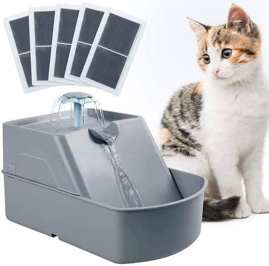 TOREAD Cat Water Fountain 90oz/2.6L Automatic Drinking Water Dispenser with 5 Washable Replacement Filters Ultra Quiet Pump for Kitty Cat Small Dog Anti Spill Running Water Bowl