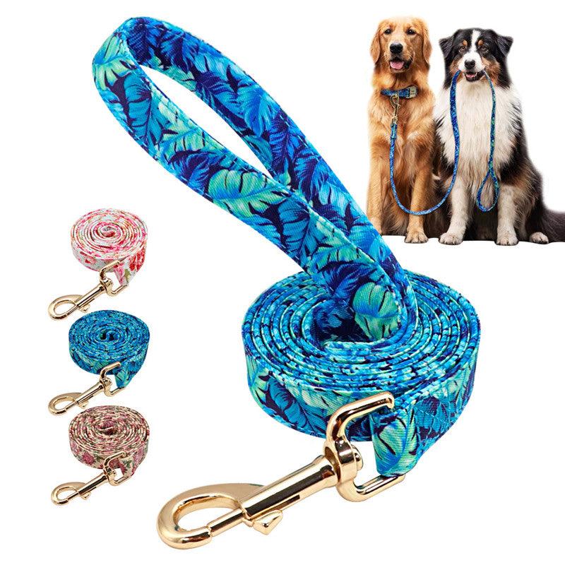 Nylon Floral Dog Walking Rope - Stylish And Sturdy Leash For Your Pup-1