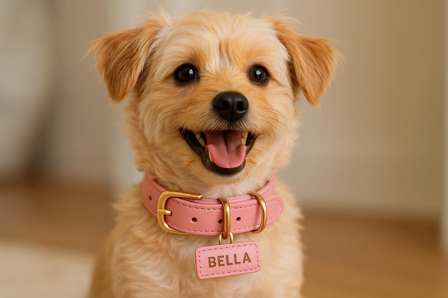 Personalized Dog Collar Name Carved ID Anti-lost Solid PU Leather Collar