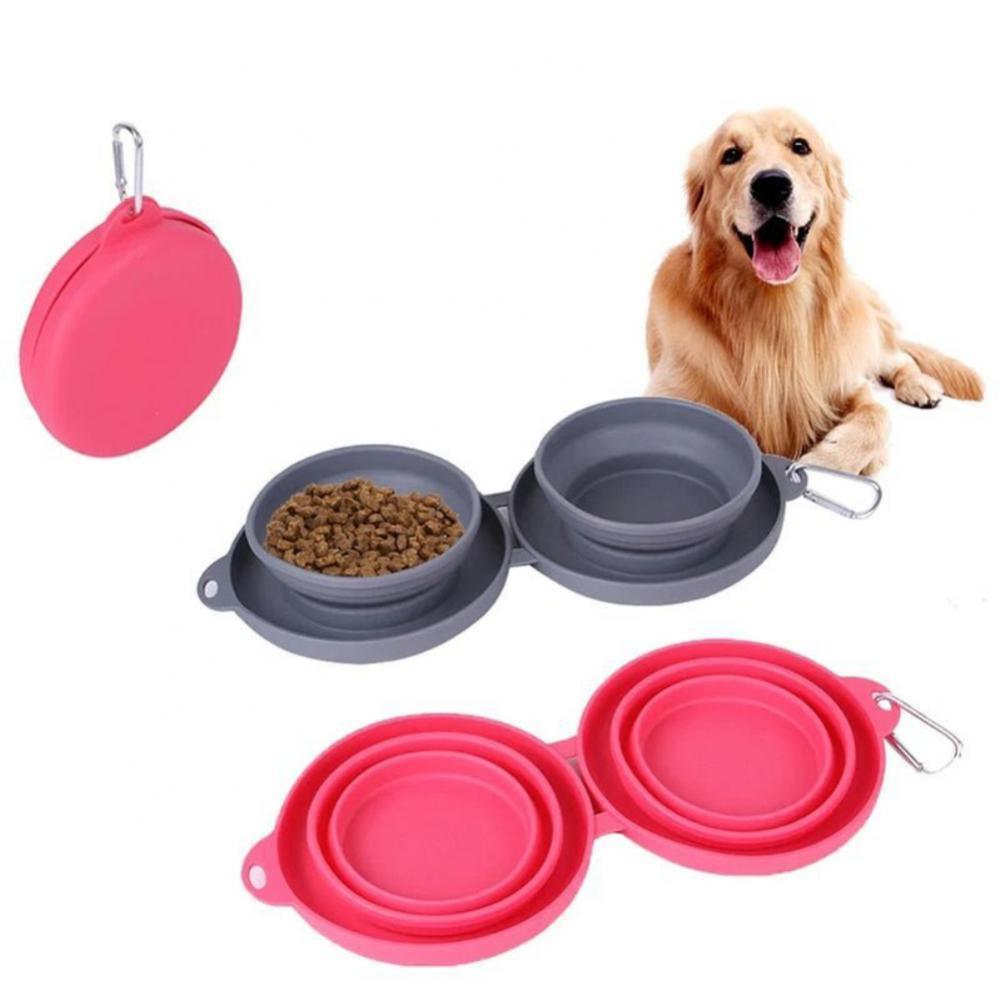 Double Collapsible Pet Feeding Bowl Set - Convenient And Portable Dog And Cat Bowls-4