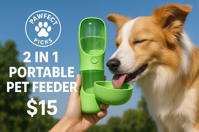 Green 2-in-1 Portable Pet Feeder Banner