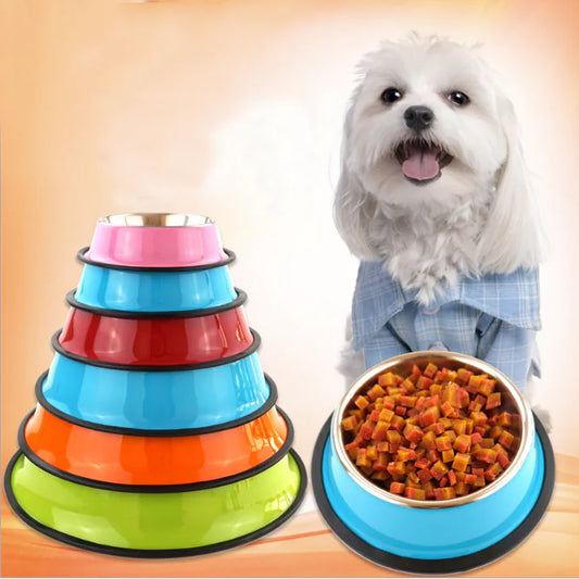 Stainless Steel Pet Bowl with Non-Slip Rubber Base