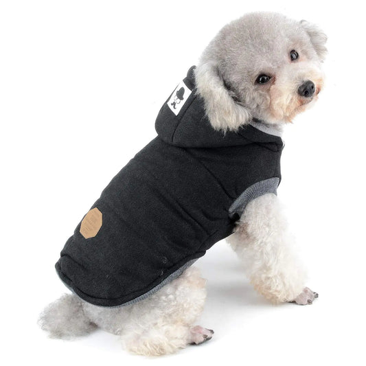 SELMAI Fleece Dog Hoodie Winter Coat for Small Boy Dog Cat Puppy Cotton Hooded Jacket Chihuahua Clothes Girl Boy Yorkie Pet Walking Outdoor Black XXL