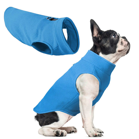Fleece Dog Sweater Vest Soft Warm Pullover Fleece Dog Jackets Winter Dog Clothes for Small Mediun Large Dogs Stretchy Fleece Vest Dog Sweater with D Ring Leash (Blue L)