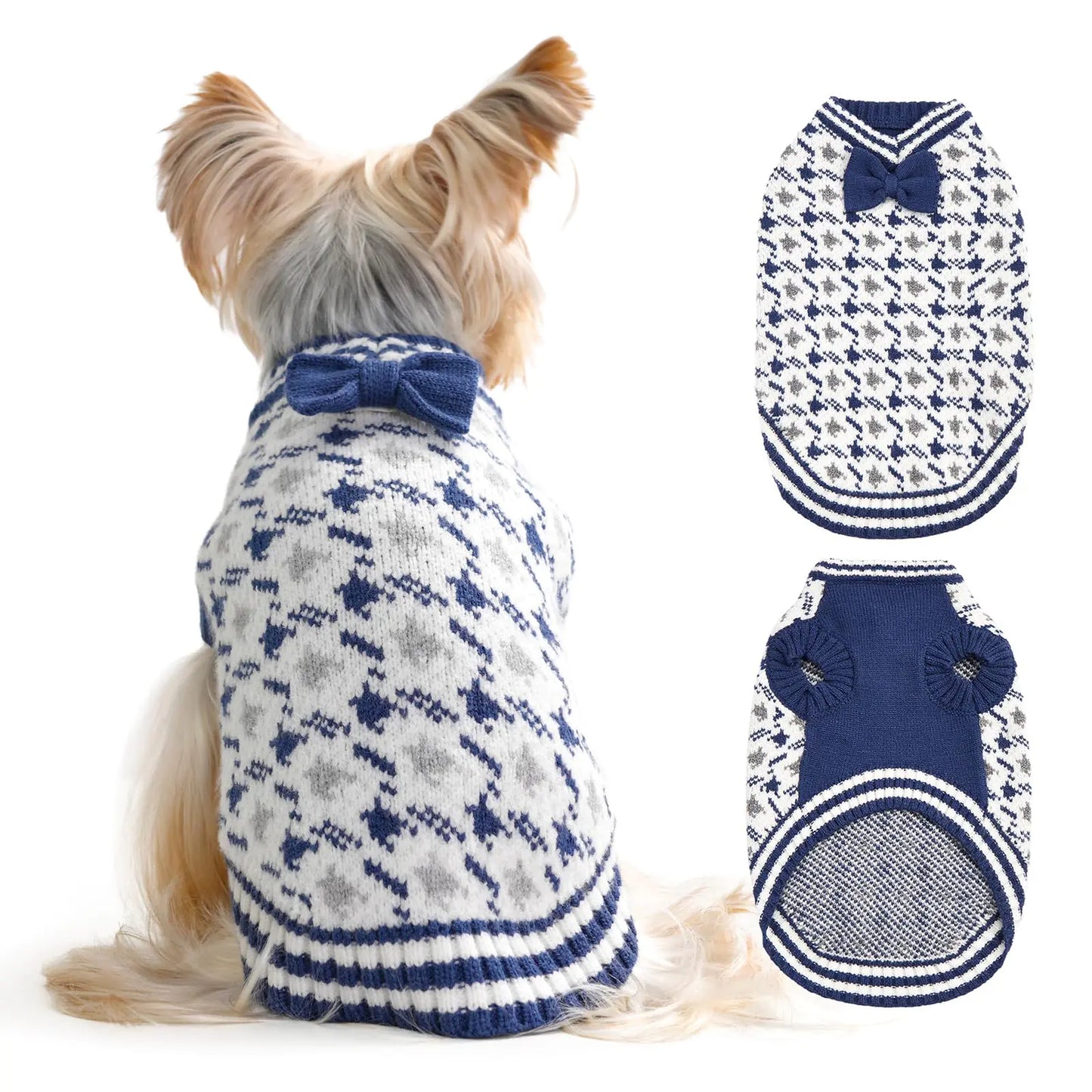 MengMengDa Dogs Sweater for Extra-Small Dog Boy Soft Dog Clothes Winter Weather Dog Sweaters for Dog Outfit for Doggie Kitten Small XXS XS Cat Sweaters Apparel (Blue S)