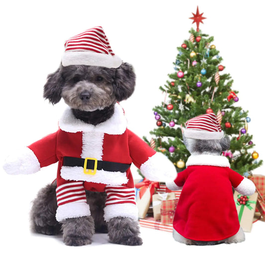 Funny Christmas Dog Costumes for Small Dogs Santa Dog Cat Costumes Stitch Costume for Dogs Suit Dog Cat Outfit Christmas Clothes for Pet Dog New Year Funny Dress Pet Party Clothing Suits(S)