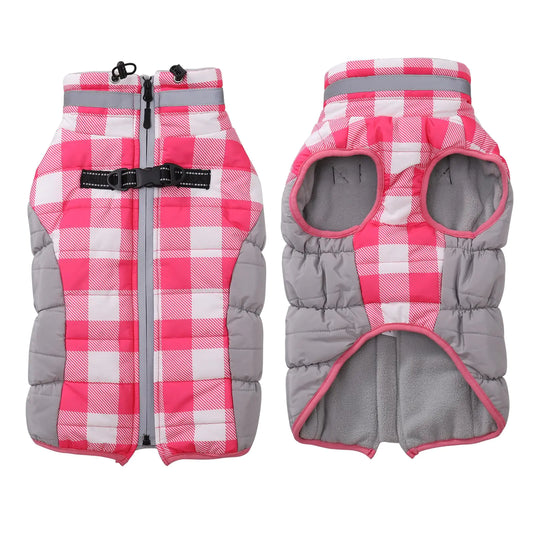 Winter Dog CoatDog Sweaters for Medium Dogs GirlWarm Small Dogs SweaterDog Fleece JacketDog Coats WaterproofDoggie Pet Vest JacketsLarge Size Female Pooch SweaterPuppy (PlaidPink XX-Large)