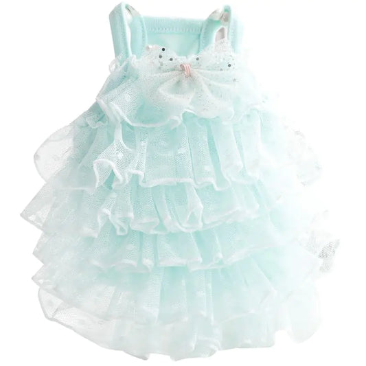 AZA Dog Wedding Dresses for Small Dogs Lolita Clothes Princess Skirt Cat Costume Lace Star Pet Girl Cute Coat Outfits Summer Costumes (XLBlue)