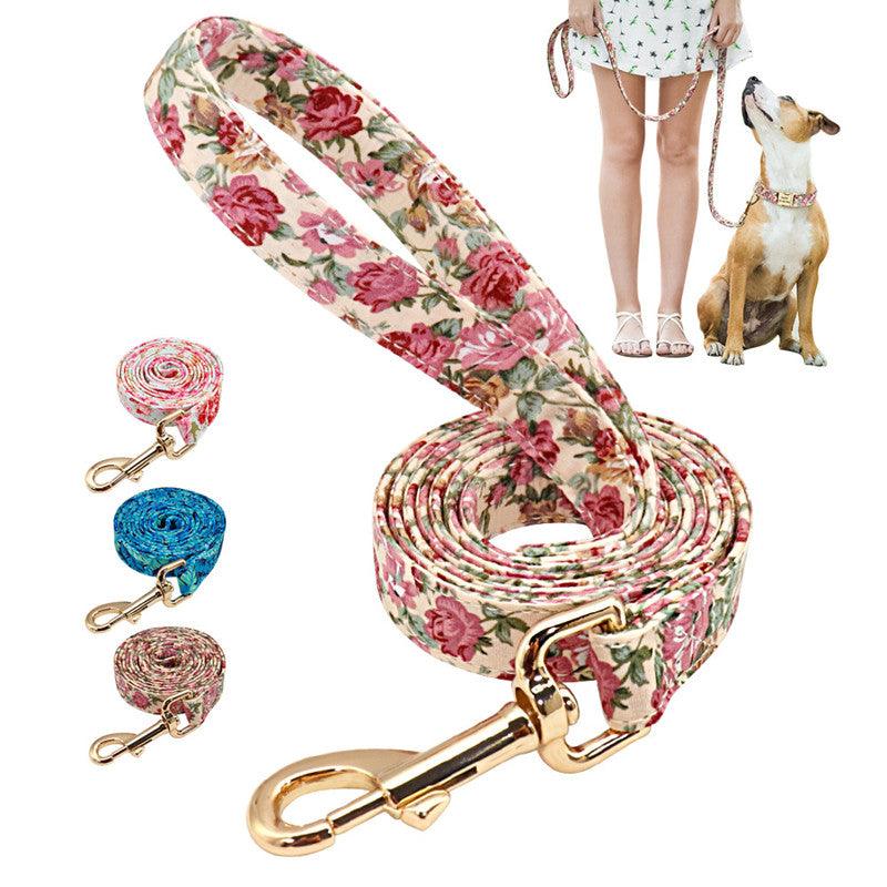 Nylon Floral Dog Walking Rope - Stylish And Sturdy Leash For Your Pup-4