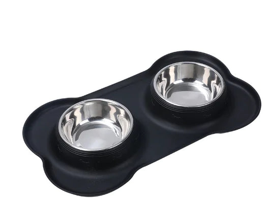 Non-slip Silicone Pet Bowl with Stainless Steel Insert
