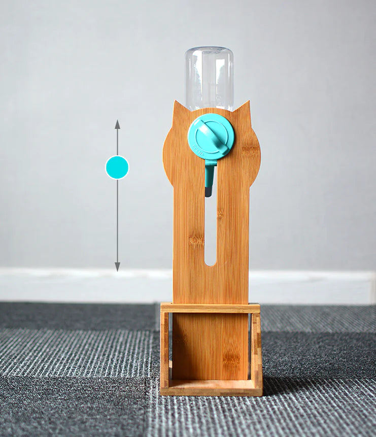 Cat Water Dispenser with Bamboo or Oak Stand – 300ml Pet Drinking Fountain