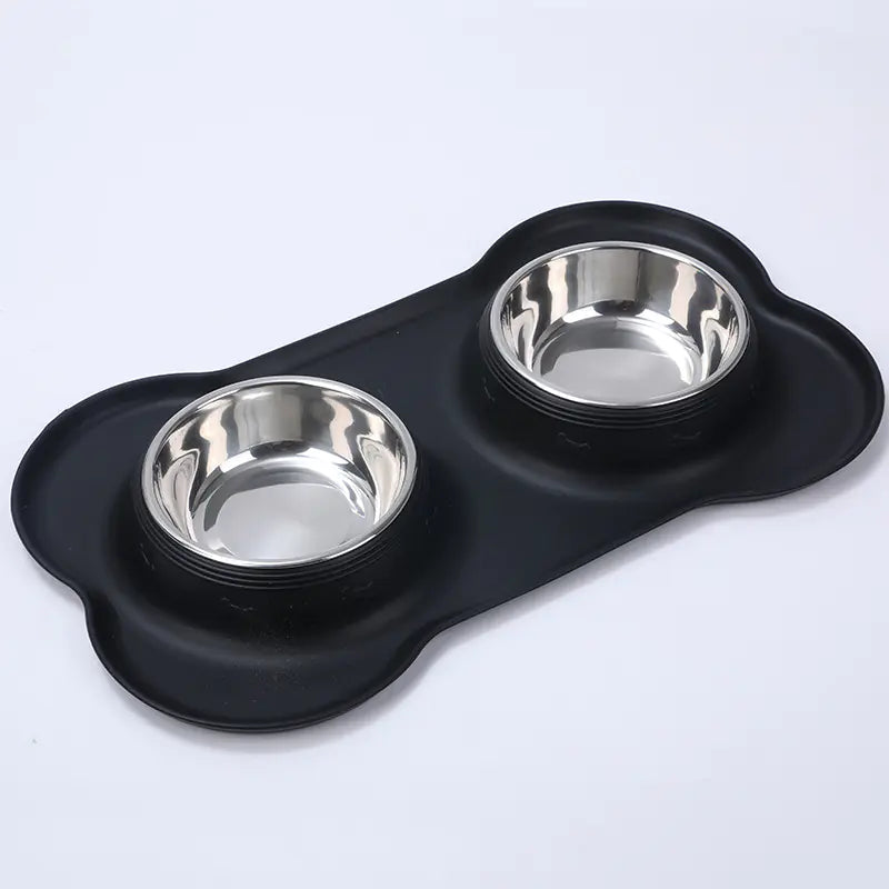 Non-slip Silicone Pet Bowl with Stainless Steel Insert