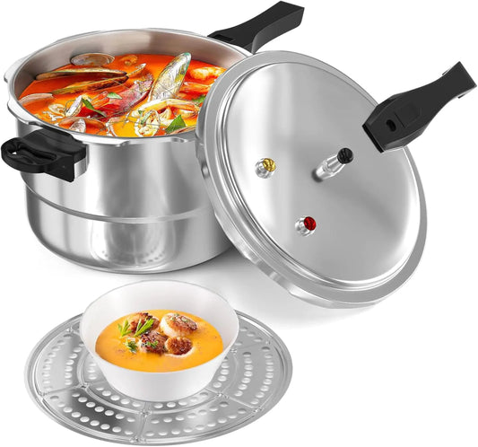 Pressure CookerAluminum Pressure CannerGas Stove Household Pressure Cooker with Steaming LayerPressure pot with Steaming Tray (4 Liters)