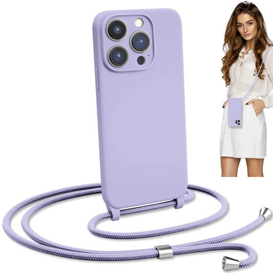 Blaspins Crossbody Strap Phone Case Only for iPhone 12 Pro Adjustable Rope Belt Neck LanyardString Detach Lanyard Drop Proof Sturdy Wrist Hand Free Protective Cover 6.1 inch 12 Pro - Purple
