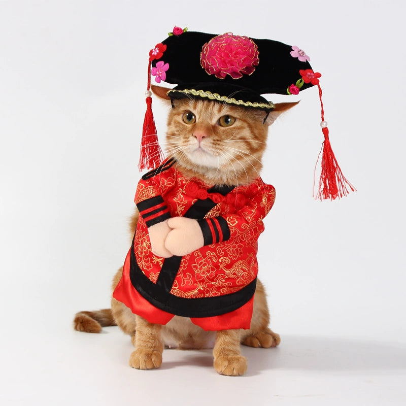 Pet Dog Cat Funny Cute Pet Costume Vertical Funny Dress-up Clothes Halloween Summer Clothes
